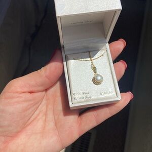 18K gold over Sterling Silver necklace with pearl pendent 18” chain